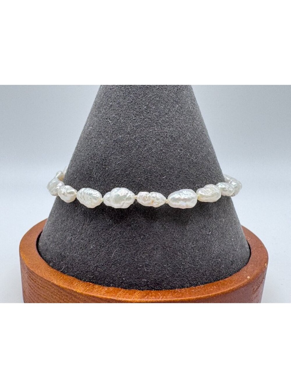 Boho Baroque Freshwater Pearl Nugget Link Bracelet Gold Tone Spring Ring Clasp
